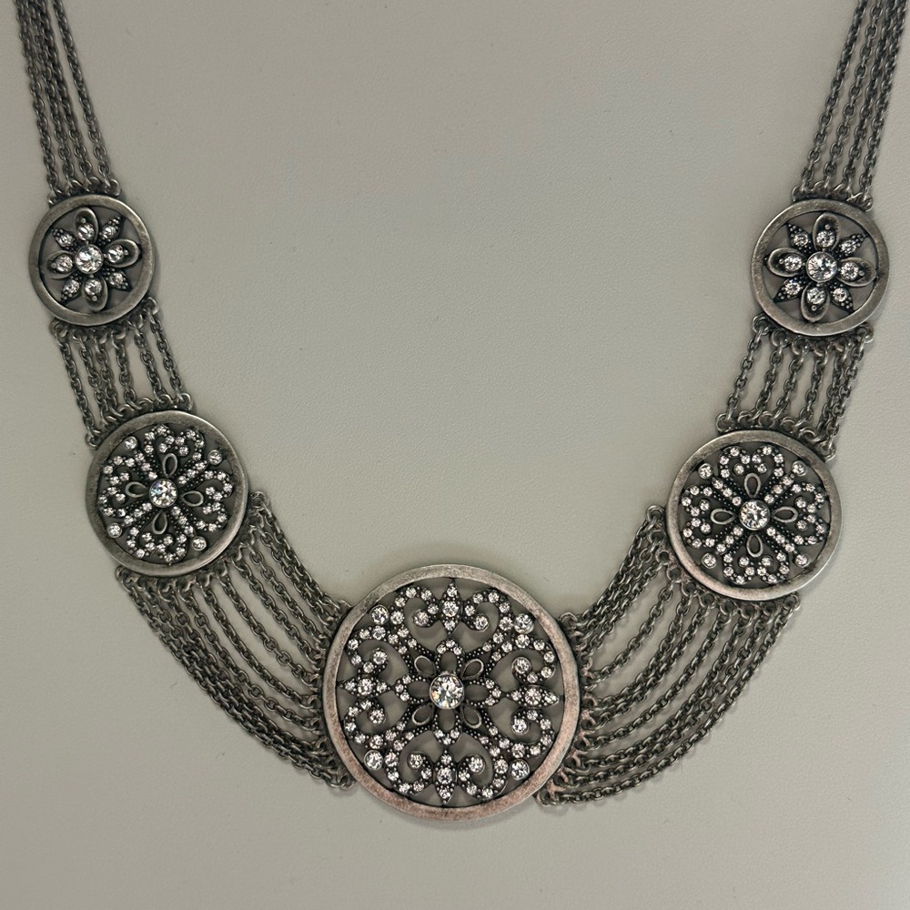 Touchstone Crystal Bib Chain Necklace “Angelique”